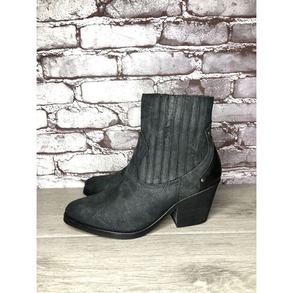 Musse & Cloud Black Suede Leather Chelsea Block Heel Boots Women’s Sz 9M US/40EU - Picture 6 of 16